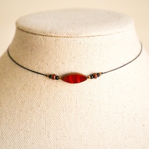 Dainty Red Petal Czech Glass Choker | Dark Romance Adjustable Choker | Handmade Minimalist Boho Necklace | Gift for Her