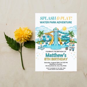 Splish Splash Birthday Bash Invitation for Splash Park or Splash Pad Playground Birthday Party Invite, Editable Template, Instant Download
