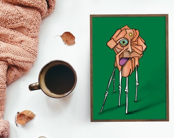 Green Alien Art Print Halloween, Alien Wall Art Print, Alien SVG Wall Art, Fall Decor, Digital Print, Imprimible, Alien Home Decor