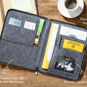 Personalisierter Mom's Organizer aus Filz U-Heft Hülle A5 für Kinderuntersuchungsheft, Mutterpass Geschenk zur Geburt, Babyshower Bild 5