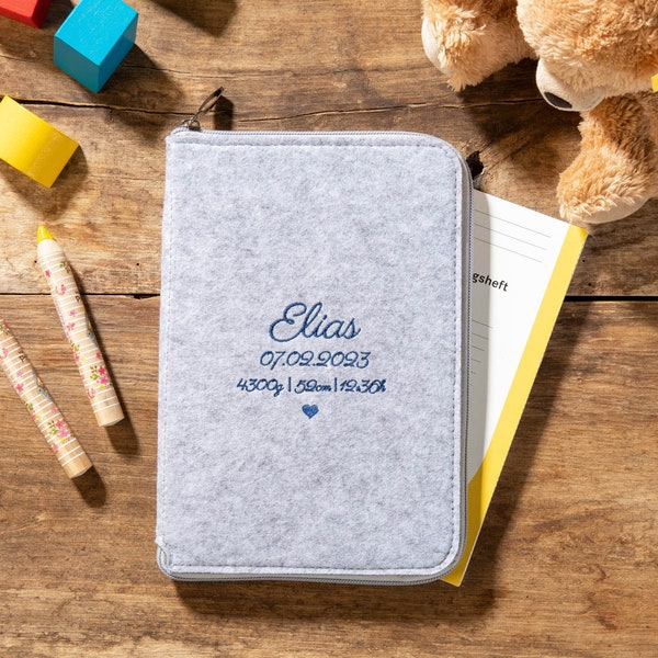 Personalised U-booklet cover made of felt for children's examination booklet & maternity pass - gift for birth, baby shower-Mom's Organizer