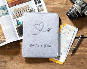 Personalized passport cover made of felt - travel organizer A5 for passport & ID card - ID card holder, ID card cover for travel - gift