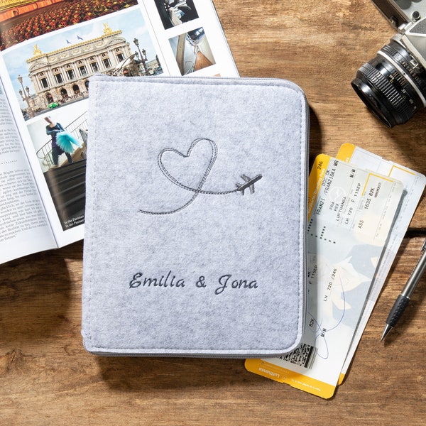 Personalized passport cover made of felt - travel organizer A5 for passport & ID card - ID card holder, ID card cover for travel - gift
