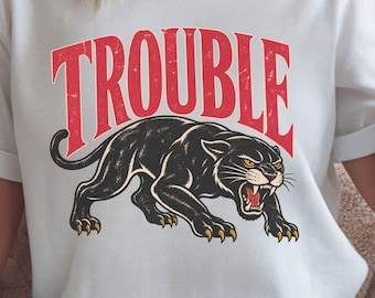 Vintage Retro Black Panther Trouble Shirt Wild Cat Graphic T Shirt Retro Lover Gift Tee