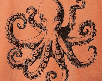 Vintage Octopus Shirt Scuba Diver Gift Idea Nautical Theme Clothing Design Retro Diving Tee Kraken Ocean Animal Lover Apparel Heavyweight
