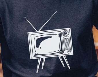 Vintage Tv Graphic Tee Shirt Retro Television Screen Print Cotton Jersey Unisex Apparel Hipster Fashion Throwback Style Sixties Design