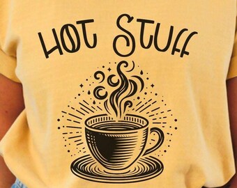 Funny Coffee Shirt Retro Design Lover Graphic Tee Caffeine Addict Morning Brew Humor Clothing Vintage Style Java Gift Hot Stuff Casual Wear