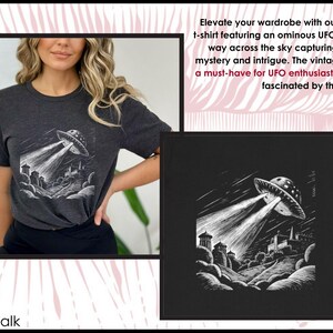 Retro Ufo Shirt Sci Fi Clothing Vintage Alien Tee Flying Saucer Space Enthusiast Gift Unisex Cotton Extraterrestrial Graphic Mysterious image 8