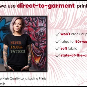Casual Wear Graphic Tee Tattoo Statement Top Cotton Jersey Unisex Shirt Comfortable Fit Everyday Style Body Art Expression Ink Enthusiast Collection Must Have Wardrobe Essential Perfect Gift Idea Tattoo Lover Present Studio Visit Attire