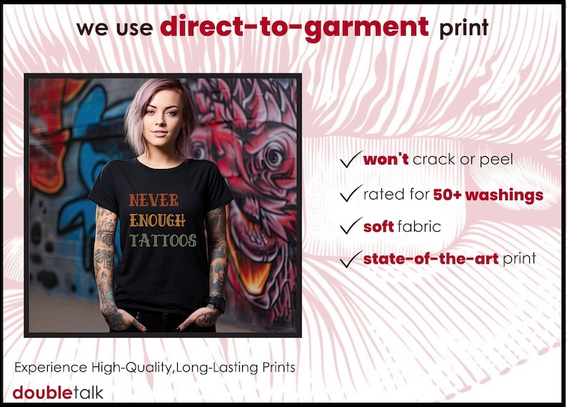 Casual Wear Graphic Tee Tattoo Statement Top Cotton Jersey Unisex Shirt Comfortable Fit Everyday Style Body Art Expression Ink Enthusiast Collection Must Have Wardrobe Essential Perfect Gift Idea Tattoo Lover Present Studio Visit Attire