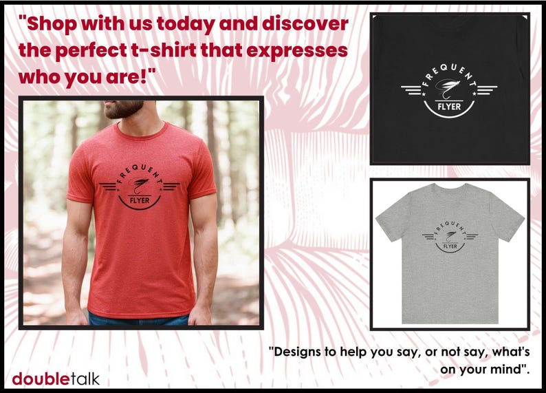 Angler Cotton Shirt Fly Fishing Tee Frequent Flyer Design Fisherman Gift Fathers Day Present Trout Bass Fishing Apparel Dad Gift Idea Fishing Hobby Shirt Outdoor Activity Wear Comfortable Jersey Material Quality Print Design Unisex Fit