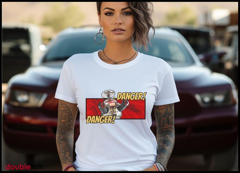 Robot Tshirt Vintage Sci Fi Shirt Design Retro Cult Classic Television Space Themed Danger Warning Robinson Quote Nostalgic Merchandise image 7