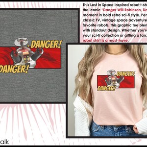 Nostalgic Robot Tshirt Iconic Television Quote Vintage Sci Fi Design Retro Space Themed Apparel Classic Warning Reference Graphic Print Unisex Jersey Tee Perfect Fan Gift Collector Item Geek Culture Wear Comfortable Cotton Shirt Unique