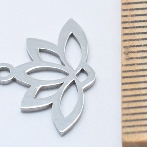 Stainless Steel Lotus Pendants, Laser Cut, Hollow, Lotus Flower Charm, Stainless Steel Color. image 5