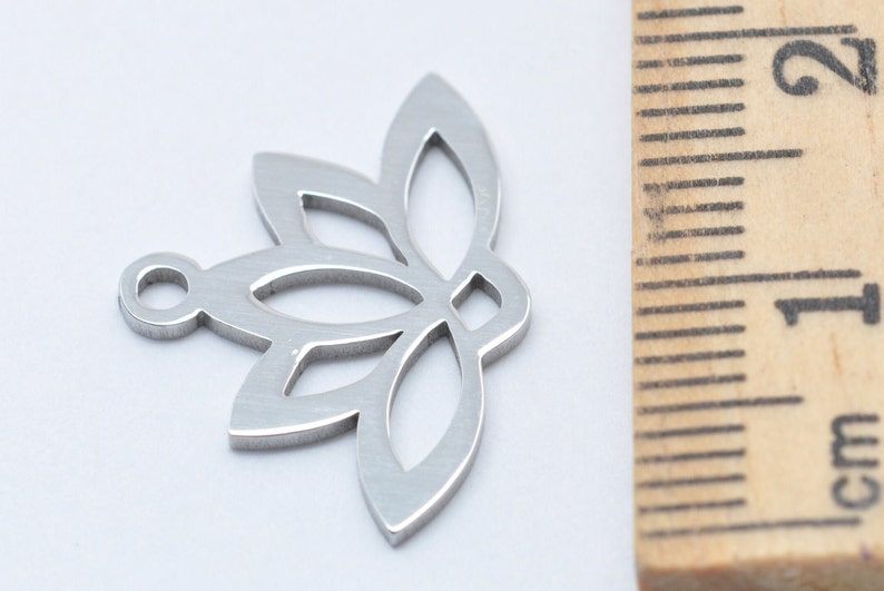 Stainless Steel Lotus Pendants, Laser Cut, Hollow, Lotus Flower Charm, Stainless Steel Color. image 5
