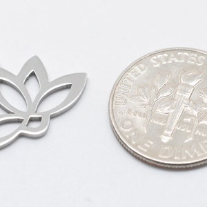 Stainless Steel Lotus Pendants, Laser Cut, Hollow, Lotus Flower Charm, Stainless Steel Color. image 6