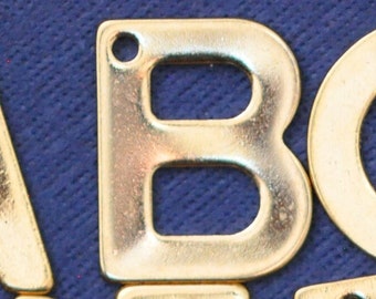 Stainless Steel Alphabet Charms, Gold Plated, Letter A~Z, 11x6~12x0.8mm, Hole: 1mm