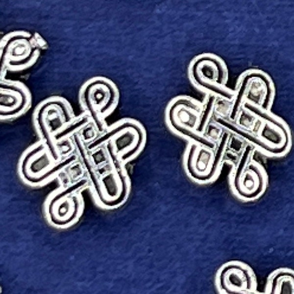 20 Pcs Tibetan Style Alloy Beads Spacer, Endless Knot, Antique Silver, 7x10x3.5mm.