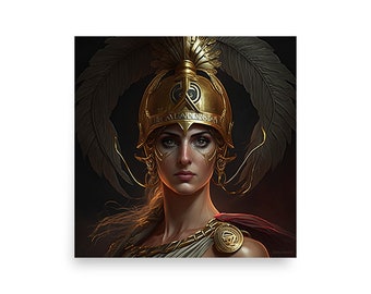 Athena - Stern Beauty | Goddess Art | Digital Art | AI Art Print | Home Decor | Wall Art | AI Generated Art| Altar Art