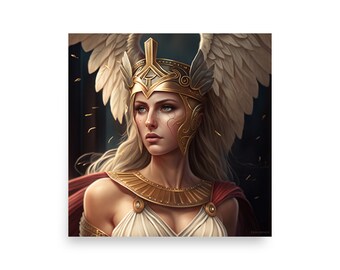 Athena - Wisdom of Battle | Goddess Art | Digital Art | AI Art Print | Home Decor | Wall Art | AI Generated Art| Altar Art