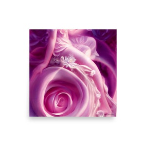 Rose Petal Maiden | Divine Feminine Art | Digital Art | AI Art Print | Home Decor | Wall Art | AI Generated Art | Altar Art