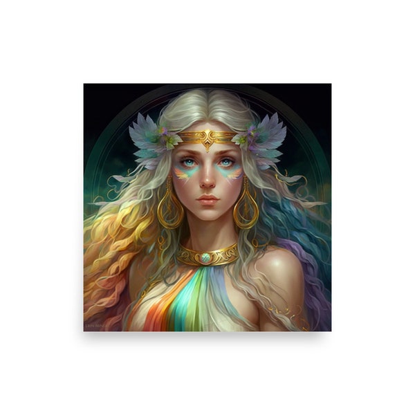 Iris - Goddess of Rainbows | Goddess Art | Digital Art | AI Art Print | Home Decor | Wall Art | AI Generated Art| Altar Art