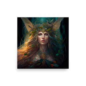 Rhiannon - Enchanted Gaze | Goddess Art | Digital Art | AI Art Print | Home Decor | Wall Art | AI Generated Art | Altar Art