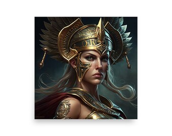 Athena - Battle Ready | Goddess Art | Digital Art | AI Art Print | Home Decor | Wall Art | AI Generated Art| Altar Art