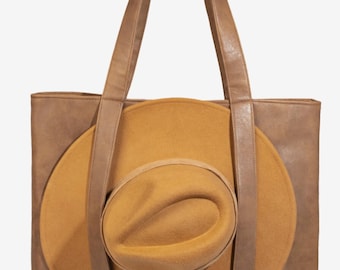 Square Hat Holder Tote Bag (brown)