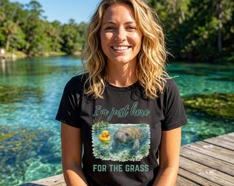 Manatee and Rubber Duck I'm Just Here For The Grass T-Shirt | Marine Life Tee