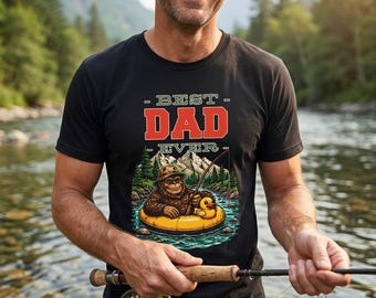 Bigfoot Rubber Duck Fishing Dad T-Shirt | Outdoorsy Sasquatch Graphic Tee