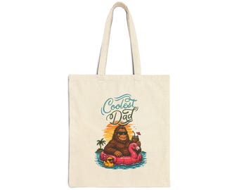 Coolest Dad Gorilla on Float Tote Bag | Beach Dad Illustration