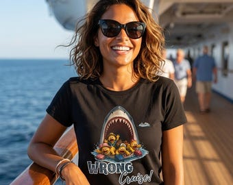 Wrong Cruise! Shark Eating Rubber Duck T-Shirt | Funny Ocean Humor