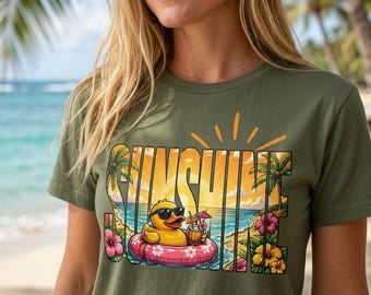 Sunshine Duck Pool Float T-Shirt | Retro Beach Summer Vibes