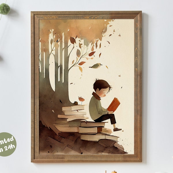 Autumn Wilderness: Eine Entdeckungsreise für Jungen I Abstraktes und Minimalistisches Kinderzimmer Dekor Druck I Einfache Bücher Illustration I Gedruckt I Retro