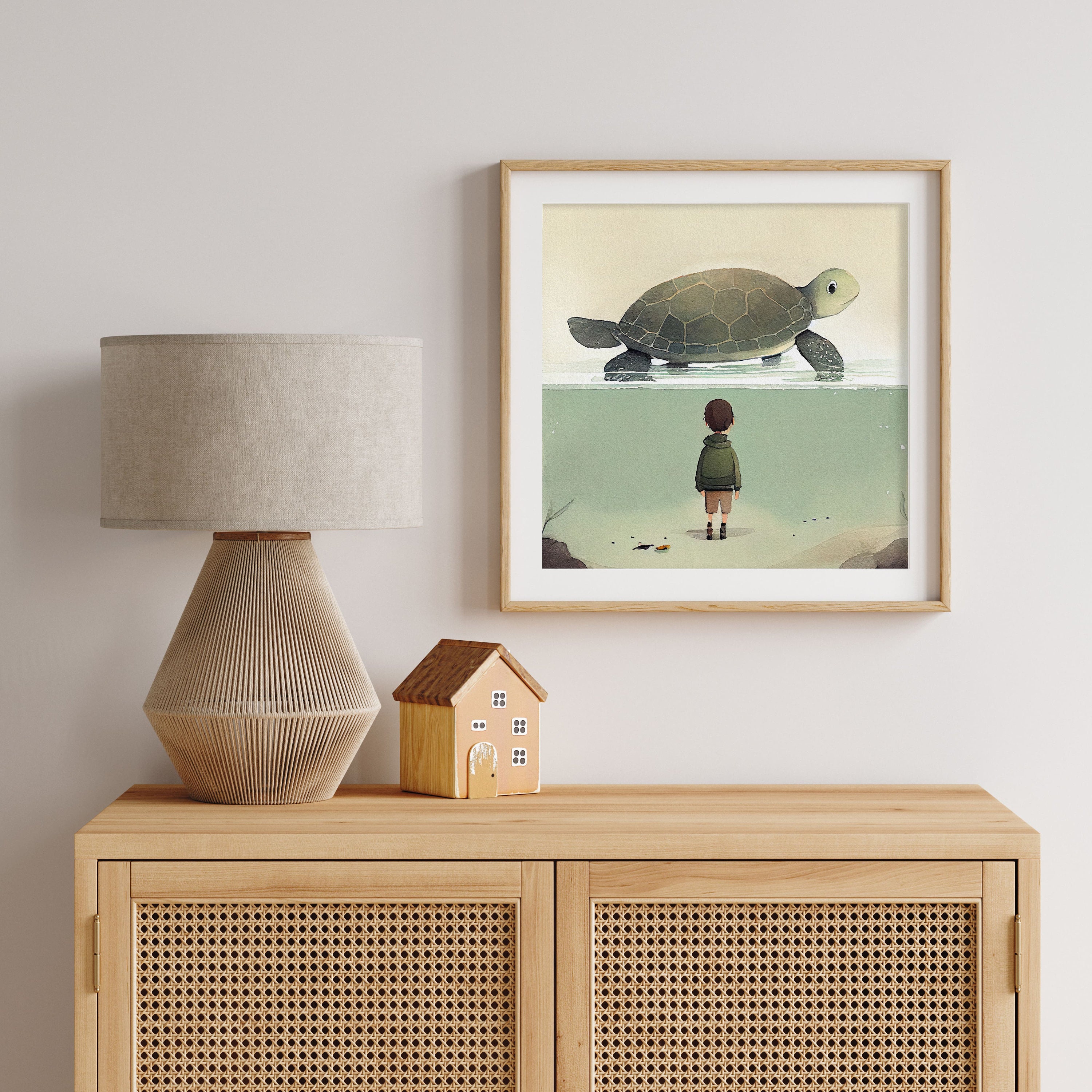 Art mural pour chambre d'enfant imprimé tortues jumelles, cadeau