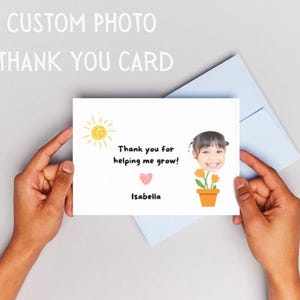 Carte de remerciement pour éducatrices, carte de remerciement de la petite enfance, éducatrice de garderie, impression numérique en téléchargement, pliage de photos de visage personnalisé