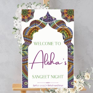 Editable Indian Wedding Welcome Sign: Sangeet, Maiyan (Digital Download)