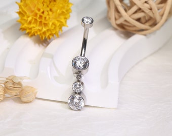 Pendant Belly Ring G23 Titanium Belly Button Rings 10mm Belly Piercing Jewelry Navel Ring 14G Barbell Jewelry Belly Piercings Silver