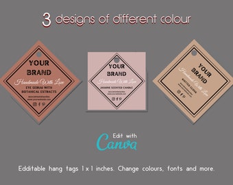 Printable Hang Tag TEMPLATE,Square Hang Tag,Candle Tags,Gift Tags,Price Tags,Craft Show Tags,Minimalist Tag,Customizable Hang Tag Design