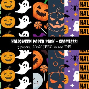 Halloween Digital Paper, Trick or Treat Scrapbook Papers, Boo Wallpaper, Halloween, Spooky, Boo, Background