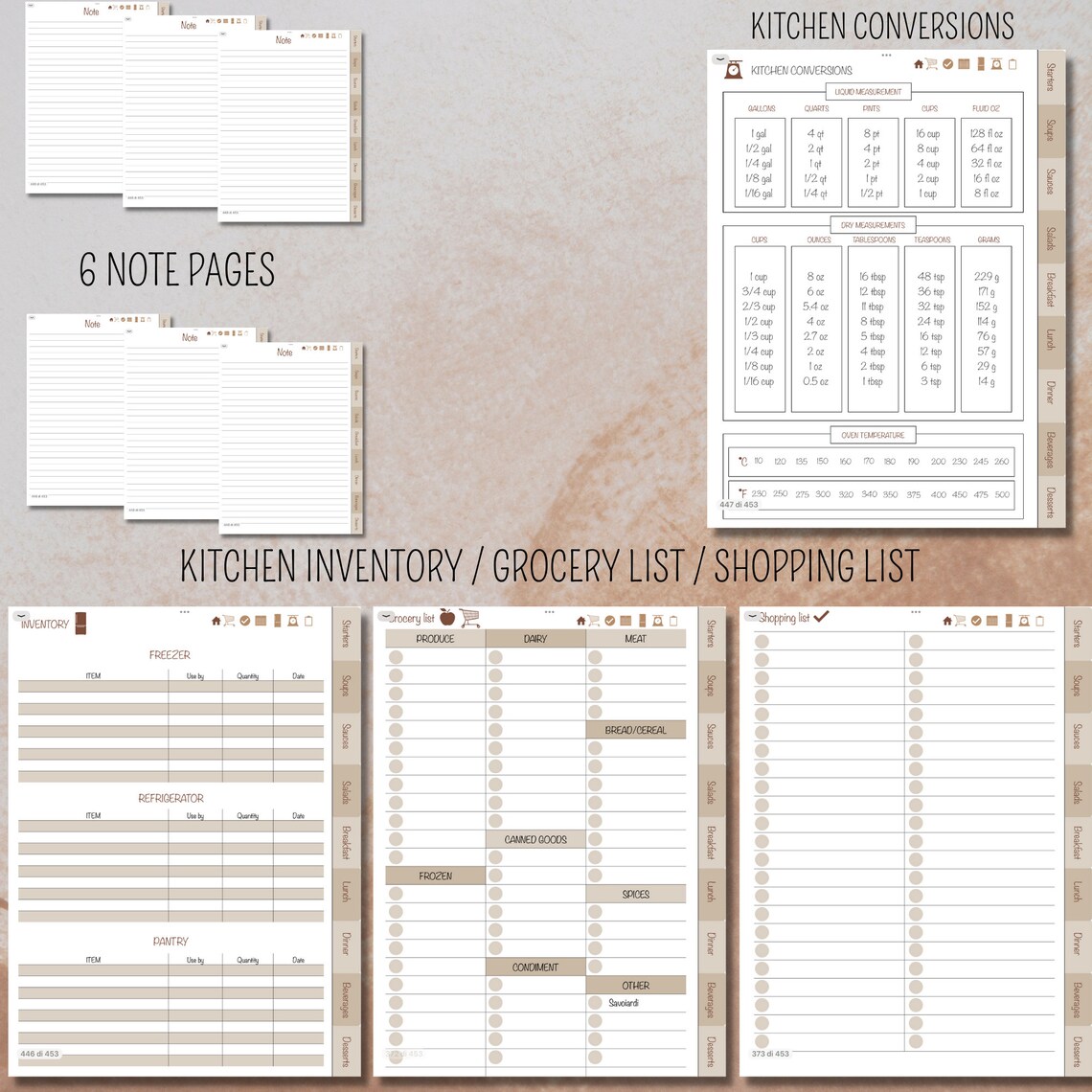 DIGITAL Recipes Goodnotes Template Vertical Planner Digital Planner