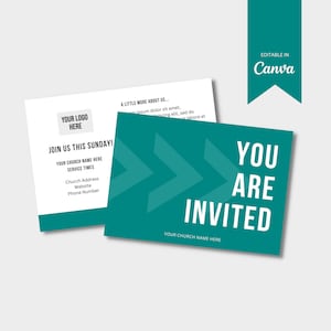 Church Invite Card Template | EDITABLE CANVA FILE | Bold Church Branding | Church Connections Card | Church Graphics | Church Marketing