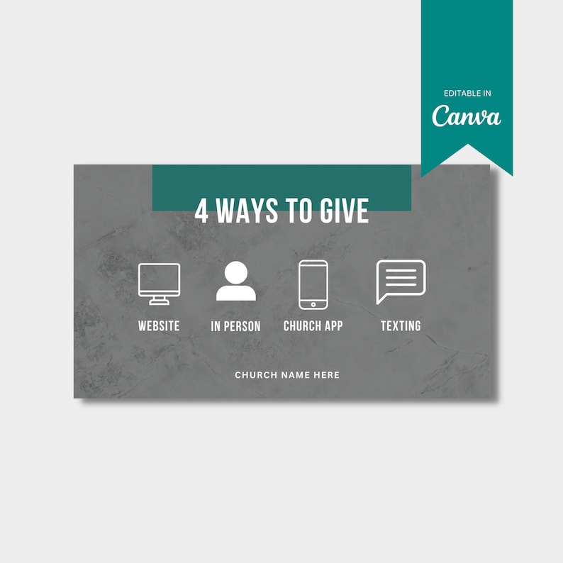 Church Giving Announcement Slide EDITABLE CANVA FILE Church