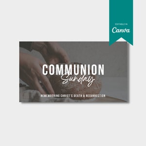 Communion Sunday Announcement Slide | EDITABLE CANVA FILE |  Church Announcement Slides Template | Communion Sunday Graphic