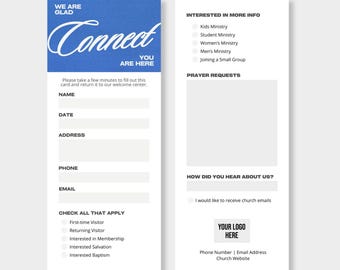 Church Connect Card Template | Editable Canva File, Bold Branding (PDF Pattern)