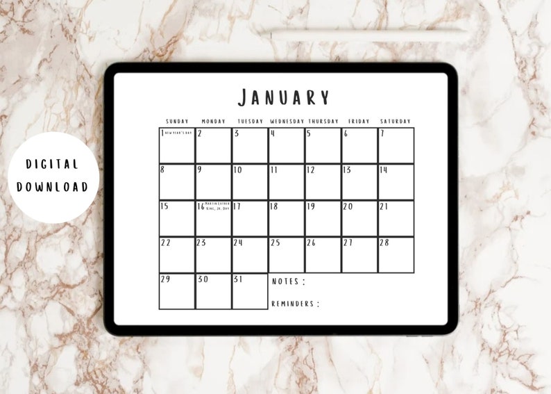 A Year Monthly Calendar 2023 Bullet Journal Landscape - Etsy