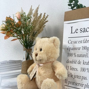 Oso de peluche recién nacido personalizado, oso de peluche personalizado, oso personalizado de peluches, peluche recién nacido con etiqueta de madera grabada, muñecas rellenas imagen 7