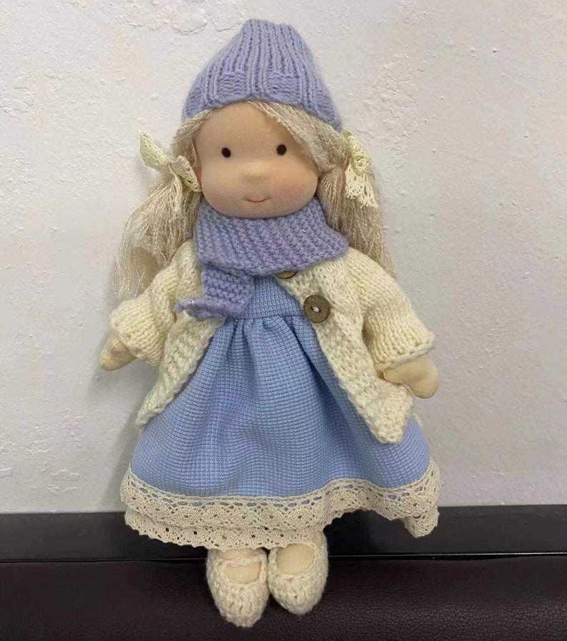 12 Inch Rag Girl Doll with Gift Box, Soft Clothes Doll, Personalized Textile Doll, Custom Play Doll with Clothes Accessory 19-Sky Blue