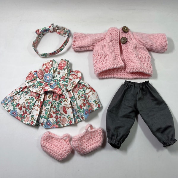 Clothes Outfit Set for 12 inch Waldorf Doll / Rag Doll / Textile Doll – Doll Accessories (Ready to Wear)